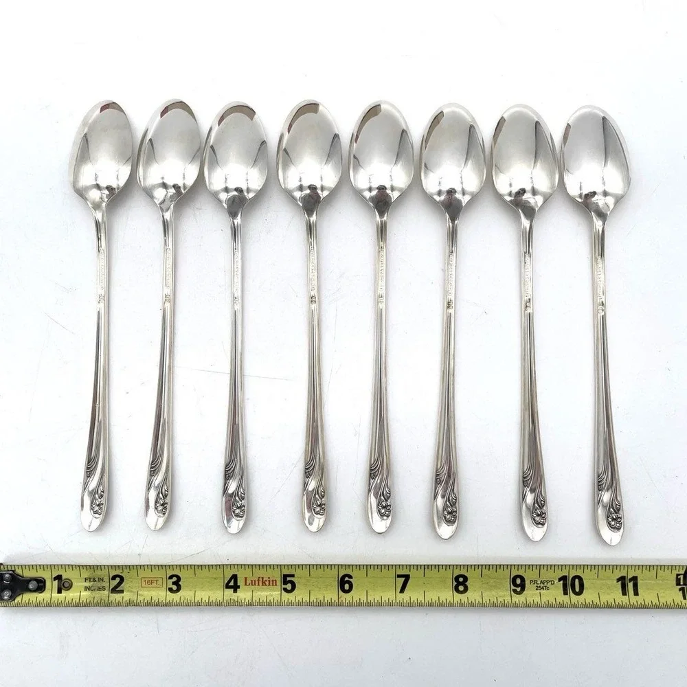 Vintage Holmes & Edwards IS Silverplate Teaspoons Floral Pattern w/ Original Box